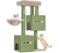 Hzuaneri Arbre à Chat,Tour de Jeux 98 cm, Meubles de Maison pour Chats avec 2 Niches, Grande Plate-Forme, Sisal Griffoir, Hamac, Vert Brun MS10018AGV1