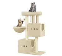 Hzuaneri Arbre à Chat,Tour de Jeux 98 cm, Meubles de Maison pour Chats avec 2 Niches, Grande Plate-Forme, Sisal Griffoir, Hamac, Beige MS10018YL