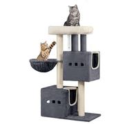 Hzuaneri Arbre à Chat,Tour de Jeux 98 cm, Meubles de Maison pour Chats avec 2 Niches, Grande Plate-Forme, Sisal Griffoir, Hamac, Gris Foncé MS10018SG