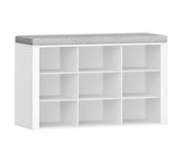 Hzuaneri Banc à Chaussures, Support à Chaussures avec Siège, Banc avec Rangement, Coussin, 9 Compartiments, pour Salon, Couloir, Chambre, Blanc-Gris, SB15903GY