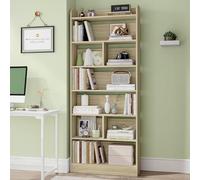 Hzuaneri Bibliothèque, Étagère à 7 Niveaux, Meuble de Rangement Livres, Cloison Séparateur, Présentoir, pour Salon, Chambre, Bureau, 24 x 60 x 199,2 cm, Beige Chêne BC11716X