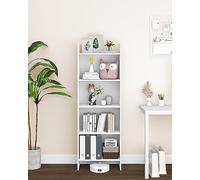 Hzuaneri Bibliothèque, Étagère de Rangement 5 Niveaux, Meuble, Cube, pour Salon, Bureau, Chambre, Style Scandinave, 24 x 50 x 140 cm, Blanc BC06503X