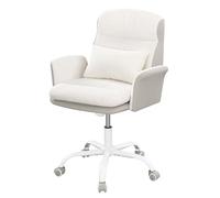 Hzuaneri Chaise de Coiffeuse avec Oreiller, Siège Pivotant à Bascule, Chaise de Bureau pour la CASA en Tissu Sherpa et PU, Idéal pour la Chambre, Le Bureau ou Le Salon, Beige-Blanc, OC00499WG