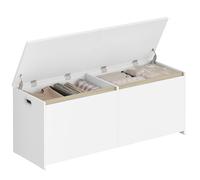 Hzuaneri Coffre de Rangement, 120 cm, Banc à Chaussures, avec 2 Charnières de Sécurité, 40 x 120 x 47 cm, Banc de Rangement, Gagnez de l'espace, pour Couloir, Chambre, Salon, Blanc SB21203X