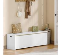 Hzuaneri Coffre de Rangement, 150 cm, Banc à Chaussures, avec 2 Charnières de Sécurité, Banc de Rangement, Gagnez de l'espace, pour Couloir, Chambre, Salon, 40 x 150 x 47 cm, Blanc SB21503X