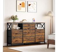 Hzuaneri Commode 140 cm, 2 Ports USB et 2 Ports AC, Meuble de Rangement en Tissu 8 Tiroirs, Armoire à Tiroirs Multifonctionnelle pour Chambre et Salon, 30 x 140 x 86 cm, Vintage DU03801BEU