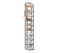 Hzuaneri Étagère à Chaussures Verticale à 10 Niveaux, Tour à Chaussures pour Petits Espaces, Autoportante, Réglable, Gain de Place, Ivoire Clair et Noir SR11205B