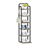 Hzuaneri Étagère à Chaussures Verticale à 6 Niveaux, Tour à Chaussures pour Petits espaces, autoportante, réglable, Gain de Place, Ivoire Clair et Noir SR04205B