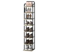 Hzuaneri Étagère à Chaussures Verticale à 8 Niveaux, Tour à Chaussures pour Petits Espaces, Autoportante, Réglable, Gain de Place, Ivoire Clair et Noir SR04305B