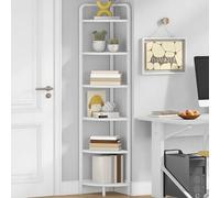 Hzuaneri Étagère d'angle, bibliothèque d'angle, étagère pour plantes, étagère d'angle avec cadre en métal pour salon, salle de bain, cuisine, style moderne, blanc CS06613W