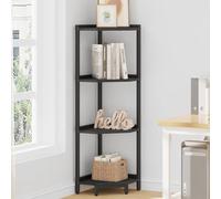 Hzuaneri Étagère d'angle CS05806B - Étagère d'angle avec cadre en métal - Support pour plantes - Pour salon, bureau à domicile, chambre à coucher - Noir