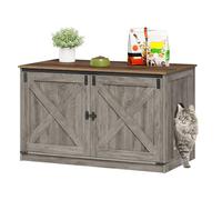Hzuaneri Maison de Toilette Chat, Meuble Litiere Chat, Meuble à Litière avec Cloison Amovible, Maison pour Chats, Entrée Réversible à Gauche ou à Droite, 100 x 55 x 60 cm, Marron Rustique et Grège
