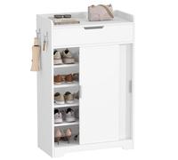 Hzuaneri Meuble à Chaussures, Armoire à Chaussures à 5 Niveaux, Séparateurs Réglables, 12-15 Paires, 1 Grand Tiroir, Poignée Argent, pour Entrée, Couloir, 36 x 65 x 108 cm, Blanc SR67903X