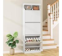 Hzuaneri Meuble à Chaussures, Armoire à Chaussures, Compartiment Ouvert, Séparateur Réglable, 21 Paires, Grande Capacité pour Entrée, Couloir, 3 Abattants (60L cm), Blanc SR63103X