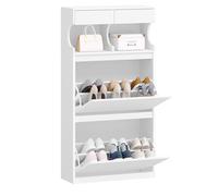 Hzuaneri Meuble à Chaussures, Armoire à Chaussures, Séparateur Réglable, Grande Capacité pour Entrée, Couloir, Chambre, 12 Paires, 2 Abattants (60L cm), Blanc SR46603X
