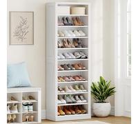 Hzuaneri Meuble à Chaussures, Meuble D'entrée Rangement 27-30 Paires, Cloison Réglable, Commode à Chaussures pour Entrée, Salon, Chambre, Armoire, 10 Niveaux(62,5B cm), Blanc SR52603X