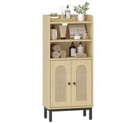 Hzuaneri Meuble de Salle de Bain, Armoire de Salle de Bain, Meuble de Rangement avec 2 Portes, avec Compartiment Ouvert, Étagères Réglables, 20 x 37 x 84 cm, Chêne Clair BC48202B
