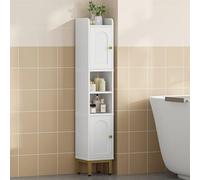 Hzuaneri Meuble de Salle de Bain avec 2 Portes, Armoire de Salle de Bain, Étagère de Rangement sur Pied, avec 1 Compartiment Ouvert, Étagères Réglables, 20 x 20 x 108,5 cm, Blanc BC24413G