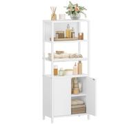Hzuaneri Meuble de Salle de Bain, Meuble de Rangement, 2 Portes & Étagère Ouverte, Plateau Métallique Aéré, Tablettes Réglables, Rangement pour SDB/Cuisine, 20 x 38 x 90cm Blanc BC42903WV1