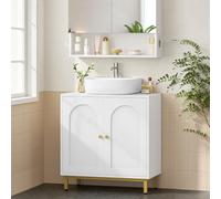 Hzuaneri Meuble sous lavabo, Meuble de Rangement pour Salle de Bain, Blanc | Meuble pour Évier avec et 2 Portes, Étagère Réglable, Autoportant, pour Salle de Bain, Cuisine, BC19103X