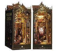 hzuisst Book Nook, Maison Miniature en Bois, Minicity Book Nook Bibliothèque avec Lampe à Capteur LED, DIY Miniature House Serre-Livres Book Nook Kit pour Adolescents et Adultes