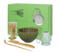 hzuisst Matcha Kit, 6 Pièces Kit Matcha Complet avec Fouet Matcha, Bol à Matcha, Support de Fouet à Matcha, Scoop, Cuillère, Tamis, Coffret Matcha Accessoire de Cérémonie du Matcha Japonais