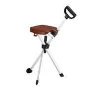 HZWJD Canne De Voyage Légère Et Pliable avec Base en Caoutchouc Antidérapante Transformable en Chaise Trépied pour Seniors Et Adultes Brown
