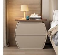 HZWJD Table De Chevet Moderne avec 2 Tiroirs Et Poignées Dissimulées,Structure Entièrement en Bois Massif,Meuble De Chevet pour Chambre Ou Salon Khaki,50CM