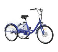 HZWJD Tricycle Électrique 24 Pouces,Vélo Électrique,avec Frein Sensible,Montée Facile,Hauteur Réglable,Charge Maximale De 160 Kg,pour Les Sports Et Le Shopping en Plein Air Blue 13AH