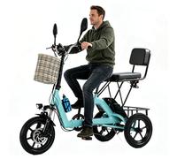 HZWJD Vélo Électrique,Tricycle Électrique Pliable 14 Pouces,Équipé d'une Batterie Lithium Amovible De 10.4 Ah,avec Panier Grande Capacité,Charge Maximale De 150 Kg Blue