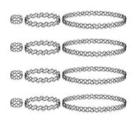 HZXINYI Choker Chaîne Ensemble - 12Pcs Collier Bracelet Anneau Choke Set Noir Tatouage Dentelle Gothique Collier Élastique Accessoires de Bijoux pour Femmes Filles