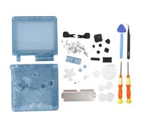 Hzxkqmil Boîtier Complet Coque de Remplacement pour Game Boy Advance SP Console GBA SP, Coque Couvercle de Étui avec Kit de Vis à Boutons Pièces de Rechange (Scintillant Bleu Transparent)