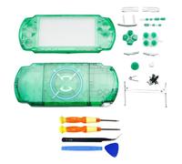 Hzxkqmil Coque de Remplacement Boîtier Complet pour Sony PSP 3000 PSP3000 Console, Couvercle Avant et Arrière Faceplate avec Boutons Jeu de Vis (Vert Transparent)