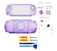 Hzxkqmil Coque de Remplacement Boîtier Complet pour Sony PSP 3000 PSP3000 Console, Couvercle Avant et Arrière Faceplate avec Boutons Jeu de Vis (Violet Transparent)