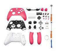 Hzxkqmil Kit de Coque de Boîtier Complet de Remplacement pour Xbox Series X/S Manette, Inclure Étui Coquille Cadre Central Rails Latéraux Boutons ABXY Pare-Chocs LB RB Accessoires (Rose)