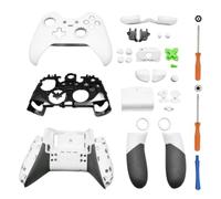 Hzxkqmil Kit de Coque de Boîtier Complet pour Xbox One Elite 1 Manette | Couvercle Avant Boîtier Arrière Cadre Central Rails Latéraux Boutons LBRB Accessoires pour Xbox One Elite 1, Blanc