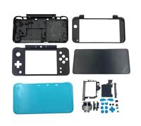 Hzxkqmil Kit de Coque de Rechange Couvercle du Boîtier pour Nintendo New 2DS XL/New 2DS LL Console, Plaque Frontale DIY Plaques Inférieures + Jeu de Boutons (Noir + Bleu)