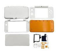 Hzxkqmil Kit de Coque de Rechange Couvercle du Boîtier pour Nintendo New 2DS XL/New 2DS LL Console, Plaque Frontale DIY Plaques Inférieures + Jeu de Boutons (Blanc + Orange)