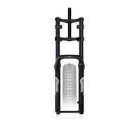 HZXQCVB 26'' Vélo Électrique Fourche À Suspension Air Double Couronne 5,0'' Fat Bike Fourche Avant Course 170mm Réglage du Rebond Axe Traversant De 15x150mm Frein À Disque(Black-A)