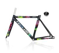 HZXQCVB 50cm 52cm 54cm Cadre De Vélo À Pignon Fixe Alliage D'aluminium Cadre De Vélo De Piste 700C Cadre avec Frein C pour Vélo À Vitesse Unique Démontage Rapide 100/120mm BB68mm(Black,52cm)