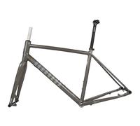 HZXQCVB 700C Gravel Cadre De Vélo De Route 44/47/50/53cm Frein À Disque Axe Traversant 100/142mm Cadre Cadre De Vélo en Alliage D'aluminium avec Fourche BSA BB68mm(Gray,440mm)