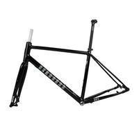 HZXQCVB 700C Gravel Cadre De Vélo De Route 44/47/50/53cm Frein À Disque Axe Traversant 100/142mm Cadre Cadre De Vélo en Alliage D'aluminium avec Fourche BSA BB68mm(Black,440mm)