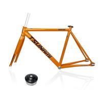 HZXQCVB 700C Pignon Fixe Frein C Cadre De Vélo 49cm 52cm 55cm 58cm Alliage D'aluminium Piste De Course Vitesse Unique Cadre De Vélo Démontage Rapide F100/R120mm(Orange,58cm)