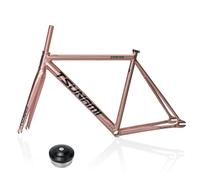 HZXQCVB 700C Pignon Fixe Frein C Cadre De Vélo 49cm 52cm 55cm 58cm Alliage D'aluminium Piste De Course Vitesse Unique Cadre De Vélo Démontage Rapide F100/R120mm(Rose Gold,49cm)