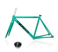HZXQCVB 700C Pignon Fixe Frein C Cadre De Vélo 49cm 52cm 55cm 58cm Alliage D'aluminium Piste De Course Vitesse Unique Cadre De Vélo Démontage Rapide F100/R120mm(B-Green,52cm)