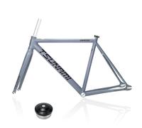 HZXQCVB 700C Pignon Fixe Frein C Cadre De Vélo 49cm 52cm 55cm 58cm Alliage D'aluminium Piste De Course Vitesse Unique Cadre De Vélo Démontage Rapide F100/R120mm(Gray,49cm)