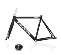 HZXQCVB 700C Pignon Fixe Frein C Cadre De Vélo 49cm 52cm 55cm 58cm Alliage D'aluminium Piste De Course Vitesse Unique Cadre De Vélo Démontage Rapide F100/R120mm(Black-White,58cm)