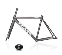 HZXQCVB 700C Pignon Fixe Frein C Cadre De Vélo 49cm 52cm 55cm 58cm Alliage D'aluminium Piste De Course Vitesse Unique Cadre De Vélo Démontage Rapide F100/R120mm(Titanium Gray,58cm)