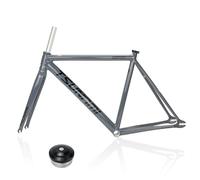 HZXQCVB 700C Pignon Fixe Frein C Cadre De Vélo 49cm 52cm 55cm 58cm Alliage D'aluminium Piste De Course Vitesse Unique Cadre De Vélo Démontage Rapide F100/R120mm(Gray-Black,49cm)