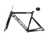 HZXQCVB Cadre De Vélo À Pignon Fixe 700C 52cm 55cm Alliage D'aluminium Cadre De Vélo De Piste Démontage Rapide 100mm/120mm Frein C Cadres À Vitesse Unique(Black,55cm)